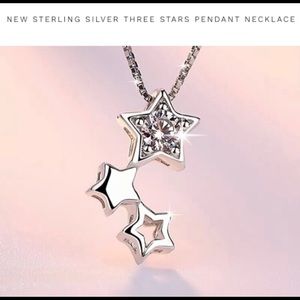 Sterling Silver Three Star Necklace🌸🌸